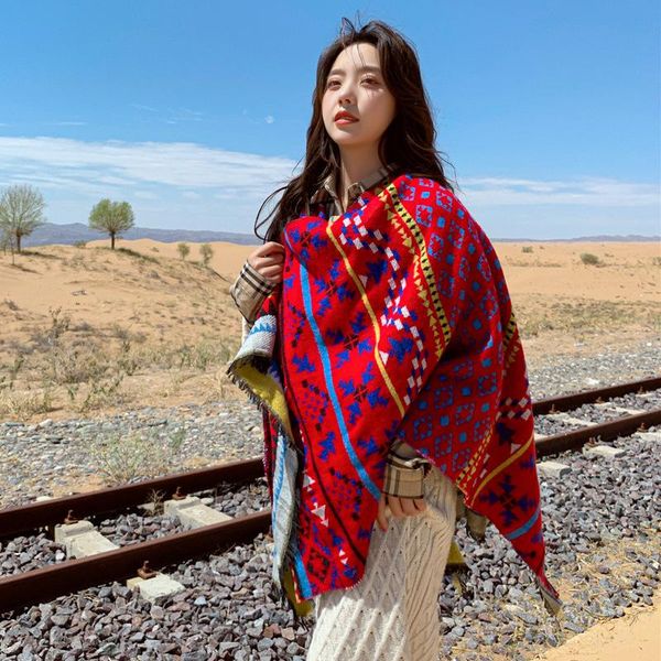 scarves women travel po cloak big shawl female autumn and winter wear sunscreen hooded scarf red ethnic knit coat shawls wraps, Blue;gray
scarves women travel po cloak big shawl female autumn and winter wear sunscreen hooded scarf red ethnic knit coat shawls wraps, Blue;gray