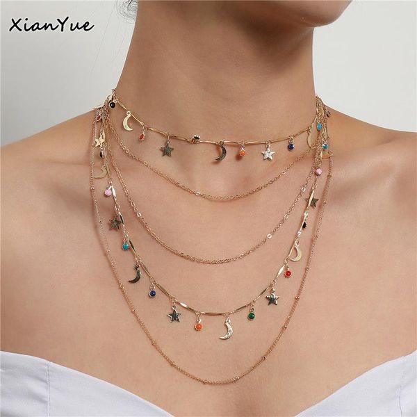 pendant necklaces vintage multilay gold color chain bead star and moon necklace fashion retro creative punk gothic collar gift jewelry, Silver
pendant necklaces vintage multilay gold color chain bead star and moon necklace fashion retro creative punk gothic collar gift jewelry, Silver