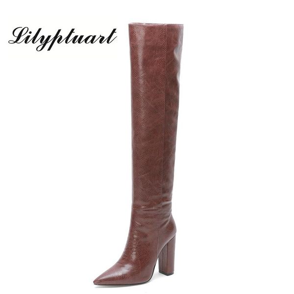 european and american style thick heel fashion boots pointed super high large size tube winter women, Black
european and american style thick heel fashion boots pointed super high large size tube winter women, Black