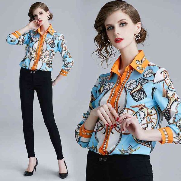 2019 quality fashion runway blue blouses women plus size retro print long sleeve lapel neck button ladies designer shirt office elegant, White
2019 quality fashion runway blue blouses women plus size retro print long sleeve lapel neck button ladies designer shirt office elegant, White