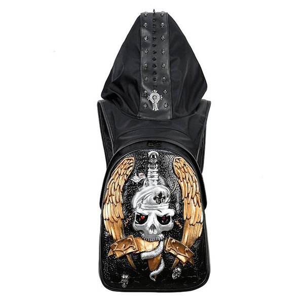 backpack 2021 fashion personality 3d skull knife sword leather rivets with hood cap apparel double bag hiphop man
backpack 2021 fashion personality 3d skull knife sword leather rivets with hood cap apparel double bag hiphop man