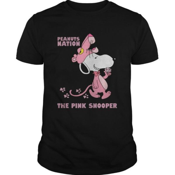 peanuts nation the pink snooper cute snoopy as pink panther parody black t-shirt, White;black
peanuts nation the pink snooper cute snoopy as pink panther parody black t-shirt, White;black