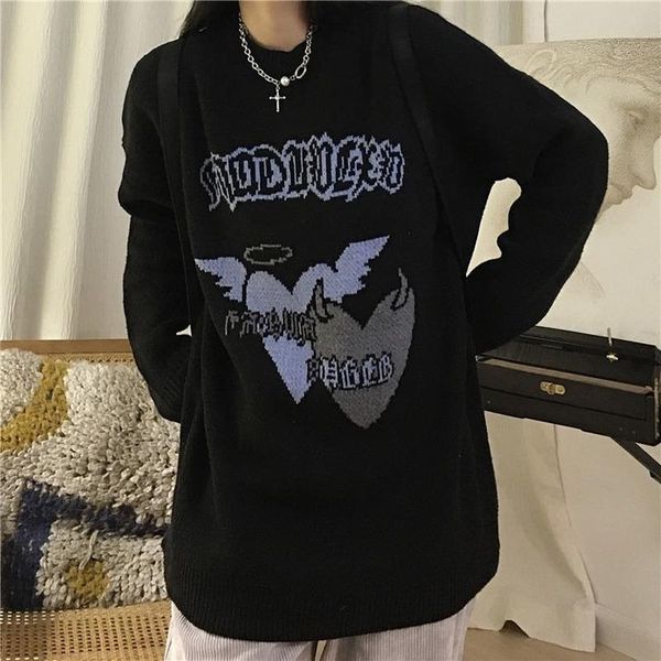 women's sweaters women fashion hip streetwear oversized o-neck loose print contrast color knit pullovers fall winter casual jumpers, White;black
women's sweaters women fashion hip streetwear oversized o-neck loose print contrast color knit pullovers fall winter casual jumpers, White;black