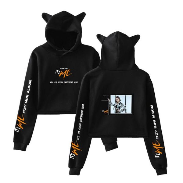 women's hoodies & sweatshirts 2021 kpop itzy it'z me fans navel hoodie kawaii cat ear cropped hooded sweatshirt crop clothes, Black
women's hoodies & sweatshirts 2021 kpop itzy it'z me fans navel hoodie kawaii cat ear cropped hooded sweatshirt crop clothes, Black