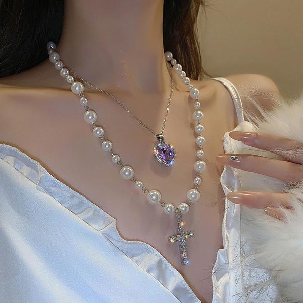 chains pearl diamond necklace love cross south korea fashion personality chain sautoir elegant temperament clavicle, Silver
chains pearl diamond necklace love cross south korea fashion personality chain sautoir elegant temperament clavicle, Silver