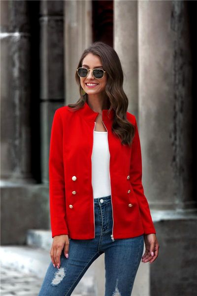 women's jackets long sleeve autumn woman jacket stand colloar zipper slim fit elegant office ladies solid coat women y0578a, Black;brown
women's jackets long sleeve autumn woman jacket stand colloar zipper slim fit elegant office ladies solid coat women y0578a, Black;brown