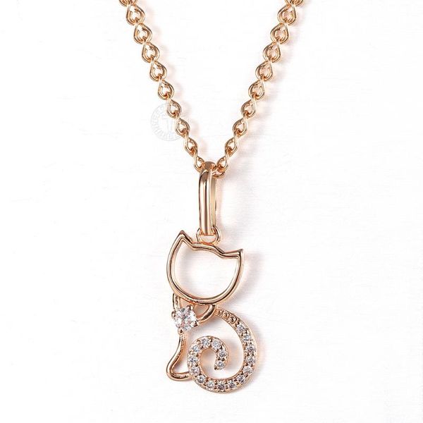 pendant necklaces 585 rose gold cute cat crystal cz necklace for women girls snake link chain fashion jewelry gp434, Silver
pendant necklaces 585 rose gold cute cat crystal cz necklace for women girls snake link chain fashion jewelry gp434, Silver