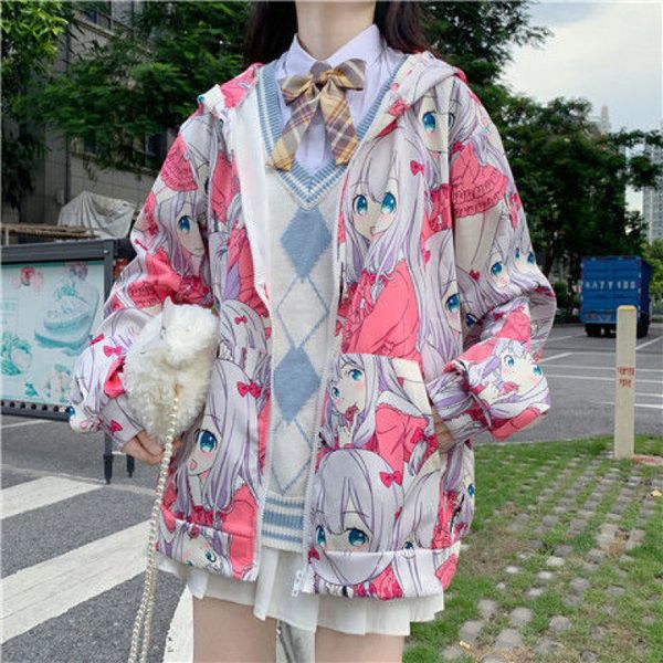 women's hoodies & sweatshirts japanese jacket cartoon comedy, korean women's casual fashions baggy, cardigan with a hoodie for stu, Black
women's hoodies & sweatshirts japanese jacket cartoon comedy, korean women's casual fashions baggy, cardigan with a hoodie for stu, Black