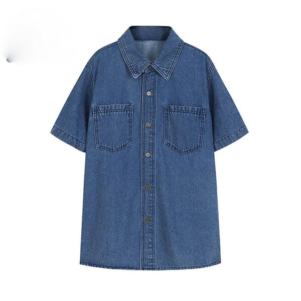 women's blouses & shirts women denim shirt summer 2021 fashion casual lapel short-sleeve buttons loose thin blue girl student cotton f, White
women's blouses & shirts women denim shirt summer 2021 fashion casual lapel short-sleeve buttons loose thin blue girl student cotton f, White