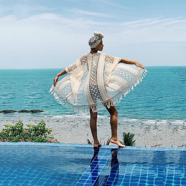 crochet women swimsuit cover up color white knitting strip beach tunic dress robe de plage pareo high collar beachwear women's swimwear, White;black
crochet women swimsuit cover up color white knitting strip beach tunic dress robe de plage pareo high collar beachwear women's swimwear, White;black