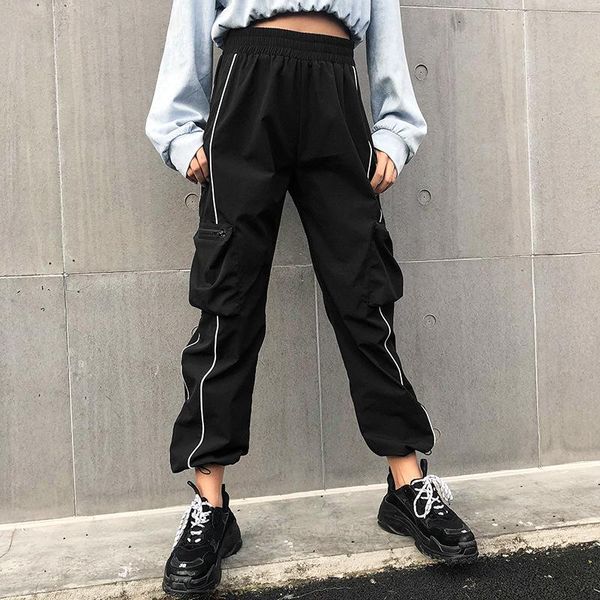 women's pants & capris fashion women reflective strip drawstring sweatpants fall stretch high waist loose streetwear cargo jogger, Black;white
women's pants & capris fashion women reflective strip drawstring sweatpants fall stretch high waist loose streetwear cargo jogger, Black;white