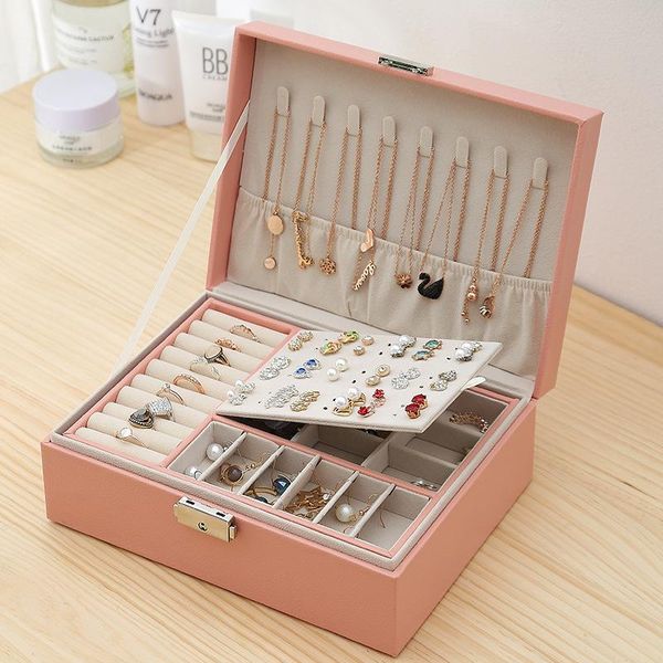 double-layer lockable jewelry box storage earrings ring ins wind large capacity boxes & bins
double-layer lockable jewelry box storage earrings ring ins wind large capacity boxes & bins