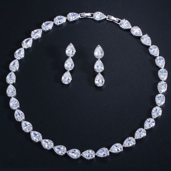 liying new bride earrings necklace set jewelry zircon water drop set chain, Black
liying new bride earrings necklace set jewelry zircon water drop set chain, Black