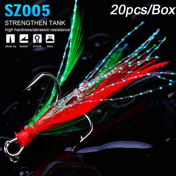 20pcs/lot fishing hooks 2-4-6-8-10# feather fishhooks high carbon steel treble tackle
20pcs/lot fishing hooks 2-4-6-8-10# feather fishhooks high carbon steel treble tackle