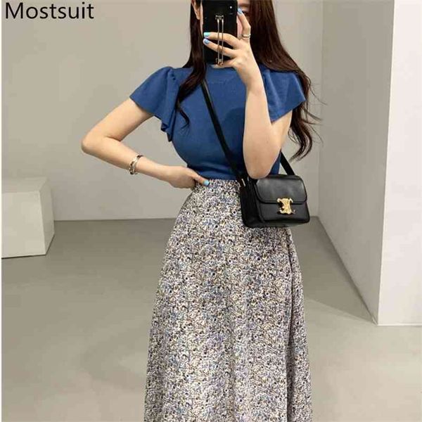 summer korean fashion 2 piece skirt sets outfits women blue + printed elastic waist a-line vintage matching 210514, White
summer korean fashion 2 piece skirt sets outfits women blue + printed elastic waist a-line vintage matching 210514, White