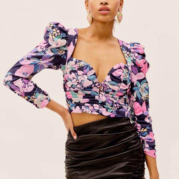 women's blouses & shirts 2021 summer printing v-neck crop long sleeve chiffon folds party holiday club purple, White
women's blouses & shirts 2021 summer printing v-neck crop long sleeve chiffon folds party holiday club purple, White