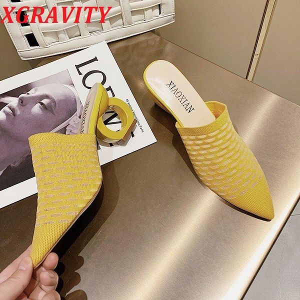 slippers xgravity simple design abnormal high heel female knitted ladies fashion slide elegant plus size women summer shoe, Black 
slippers xgravity simple design abnormal high heel female knitted ladies fashion slide elegant plus size women summer shoe, Black
