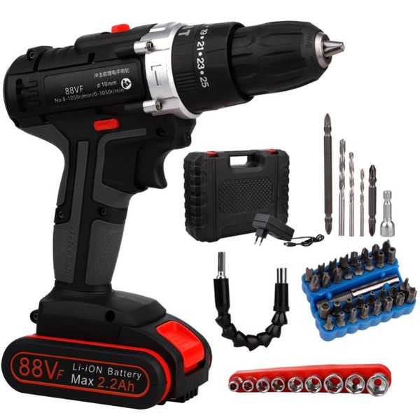 professiona electric drills 88vf lithium ion cordless drill power set with 3/8 inches keyless chuck variable speed 16 bits 22 driver
professiona electric drills 88vf lithium ion cordless drill power set with 3/8 inches keyless chuck variable speed 16 bits 22 driver