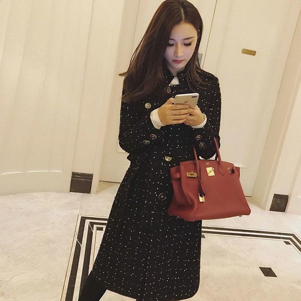 women's jackets coat black woolen jacket 2021 autumn /winter tweed celebrity slim wind long, Black;brown
women's jackets coat black woolen jacket 2021 autumn /winter tweed celebrity slim wind long, Black;brown