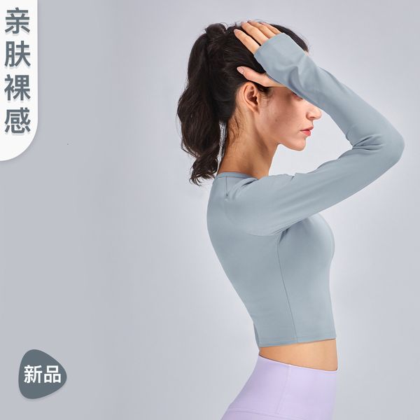 women's t-shirt 2021 autumn and winter yoga suit friendly high elastic tight thin finger cover waist open fitns long sleeve, White
women's t-shirt 2021 autumn and winter yoga suit friendly high elastic tight thin finger cover waist open fitns long sleeve, White