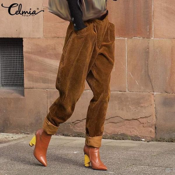 women's pants & capris celmia vintage harem women corduroy back elastic waist solid trousers casual high pocket streetwear slacks plus, Black;white
women's pants & capris celmia vintage harem women corduroy back elastic waist solid trousers casual high pocket streetwear slacks plus, Black;white