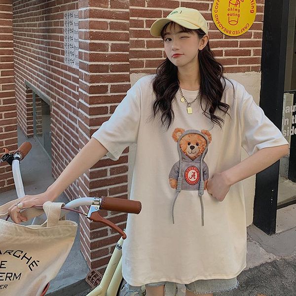 women's t-shirt bear cartoon print women kawaii oversize tshirts crew neck female graphic loose fitted soft tee shirt clothes chic, White
women's t-shirt bear cartoon print women kawaii oversize tshirts crew neck female graphic loose fitted soft tee shirt clothes chic, White