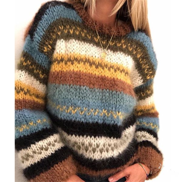 women's striped rainbow sweaters sleeve jumpers mesh sweater oversize, White;black
women's striped rainbow sweaters sleeve jumpers mesh sweater oversize, White;black