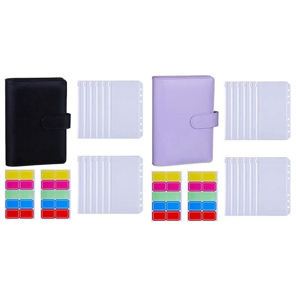 set a6 pu leather binder sleeve with 12 pieces bag loose leaf bag, black & purple gift wrap
set a6 pu leather binder sleeve with 12 pieces bag loose leaf bag, black & purple gift wrap