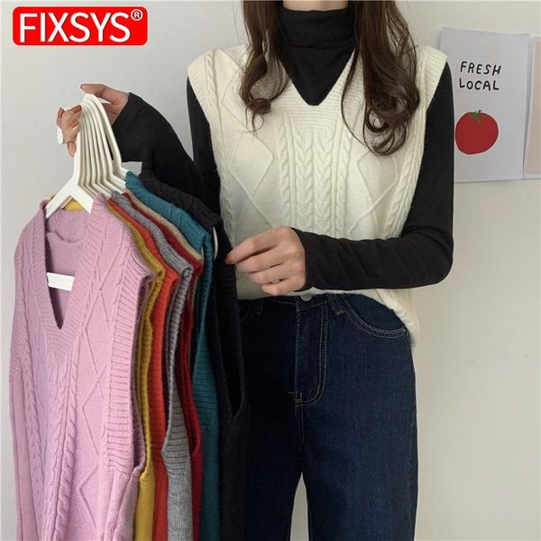 women's vests fixsys 9 colors 2021 korean preppy style v-neck color patchwork v neck vest sweaters womens knitted fashion basic, Black;white
women's vests fixsys 9 colors 2021 korean preppy style v-neck color patchwork v neck vest sweaters womens knitted fashion basic, Black;white