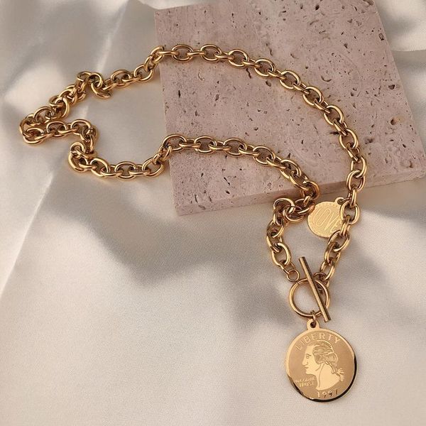 chains design 316l stainless steel coin chain pendant necklace for women ot buckle toggle choker femme jewelry drop, Silver
chains design 316l stainless steel coin chain pendant necklace for women ot buckle toggle choker femme jewelry drop, Silver