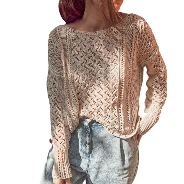 women\u2021s casual long-sleeves knitwear autumn fashion hollow solid color round neck pullover women's sweaters, White;black
women\u2021s casual long-sleeves knitwear autumn fashion hollow solid color round neck pullover women's sweaters, White;black