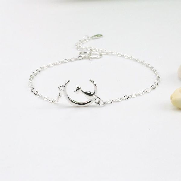 link, chain wholesale real 925 sterling silver moon cat bracelets fine jewelry, Black
link, chain wholesale real 925 sterling silver moon cat bracelets fine jewelry, Black