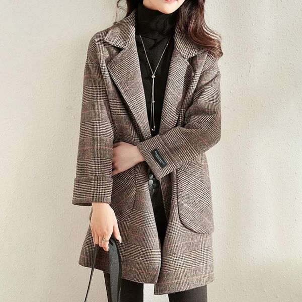 women's wool & blends double-sided woolen coat plaid overcoat mid-length winter style warmth thin office lady outer wear fashion femle, Black
women's wool & blends double-sided woolen coat plaid overcoat mid-length winter style warmth thin office lady outer wear fashion femle, Black