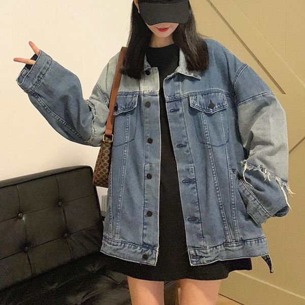 women's jackets oversized denim jacket young girl loose woman clothing pockets coats women long sleeve female 877b, Black;brown
women's jackets oversized denim jacket young girl loose woman clothing pockets coats women long sleeve female 877b, Black;brown