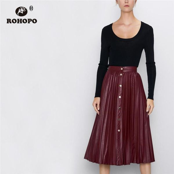 skirts rohopo high waist front buttons pleated red leather midi skirt flared maxi autumn female pu mid calf accordion falda #1376, Black
skirts rohopo high waist front buttons pleated red leather midi skirt flared maxi autumn female pu mid calf accordion falda #1376, Black