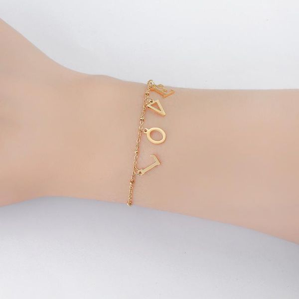 charm bracelets l o v e charms stainless steel letter initial bracelet bead ball chain bangle as valentines day gift, Golden;silver
charm bracelets l o v e charms stainless steel letter initial bracelet bead ball chain bangle as valentines day gift, Golden;silver