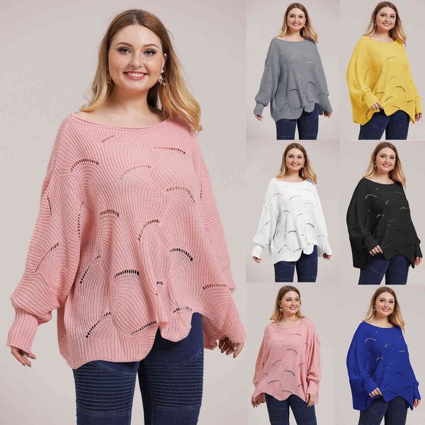 women's plus size large irregular loose bat sleeve lantern hollow woven pullover 190719
women's plus size large irregular loose bat sleeve lantern hollow woven pullover 190719