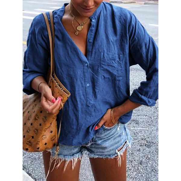 women blouse v neck button long sleeve shirt casual womens and blouses autumn tunic blusas sj3562v women's & shirts, White
women blouse v neck button long sleeve shirt casual womens and blouses autumn tunic blusas sj3562v women's & shirts, White