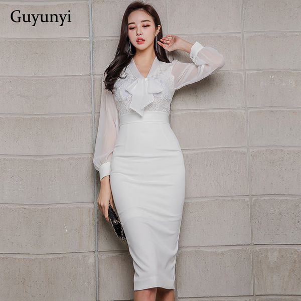 white pencil office dress 2021 spring elegant women party dress chiffon long puff sleeves lace stitching high waist tight dress, Black;gray
white pencil office dress 2021 spring elegant women party dress chiffon long puff sleeves lace stitching high waist tight dress, Black;gray