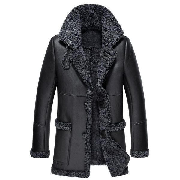 men's leather & faux jacket natural wool fur liner coat winter men genuine sheepskin luxury warm jackets 5xl veste homme my1641, Black
men's leather & faux jacket natural wool fur liner coat winter men genuine sheepskin luxury warm jackets 5xl veste homme my1641, Black