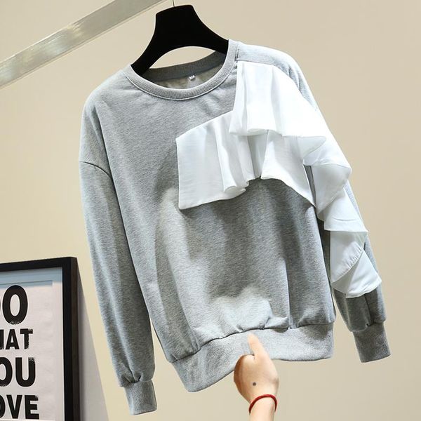 women's hoodies & sweatshirts ruffled patchwork sweatshirt hoodie 2021 loose all-match round neck pullover long sleeves jacket outerwea, Black
women's hoodies & sweatshirts ruffled patchwork sweatshirt hoodie 2021 loose all-match round neck pullover long sleeves jacket outerwea, Black