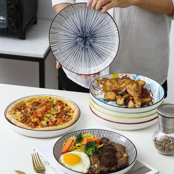 dishes & plates 8.5 inch ceramic oven deep dinner plate round pizza ctw112