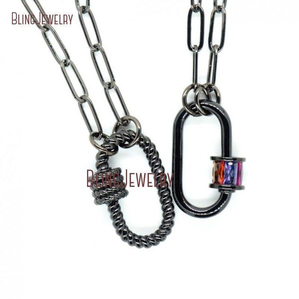 pendant necklaces gunblack baguette oval lock necklace carabiner screw clasp nm29544, Silver
pendant necklaces gunblack baguette oval lock necklace carabiner screw clasp nm29544, Silver