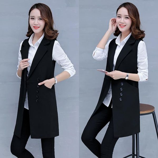 women's vests spring autumn sleeveless blazer lattice vest long waistcoat female women outwear jacket pocket coat black/gray, Black;white
women's vests spring autumn sleeveless blazer lattice vest long waistcoat female women outwear jacket pocket coat black/gray, Black;white