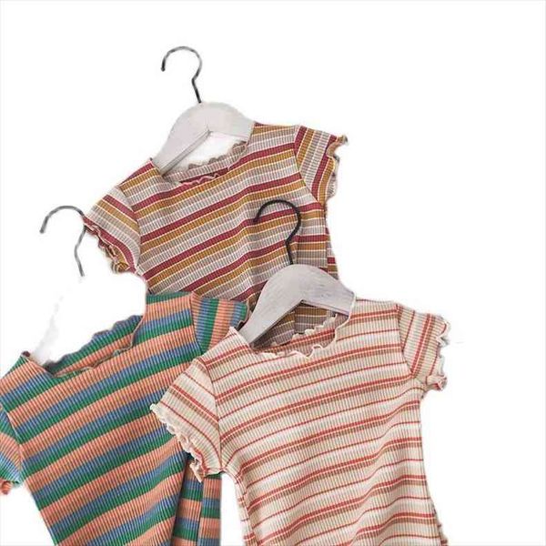 girls t shirt summer baby short sleeved color striped lace collar cotton childrens clothing p4234, Blue
girls t shirt summer baby short sleeved color striped lace collar cotton childrens clothing p4234, Blue