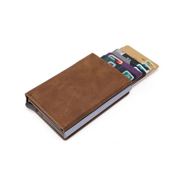 card holders anti-theft business bank holder small rfid leather wallet man magnet purse fit for 6 cards case, Brown;gray
card holders anti-theft business bank holder small rfid leather wallet man magnet purse fit for 6 cards case, Brown;gray