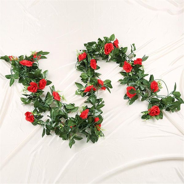2.4m silk artificial rose vine hanging flowers roses rattan string with green leaves for home deco decorative & wreaths
2.4m silk artificial rose vine hanging flowers roses rattan string with green leaves for home deco decorative & wreaths