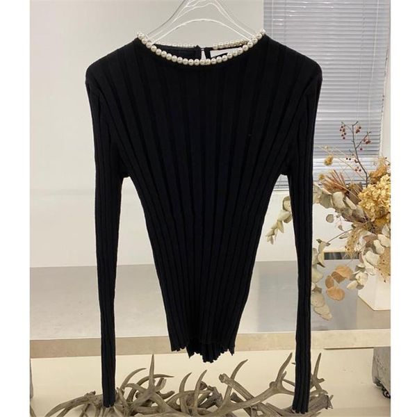 women's sweaters 2021 spring autumn pearl round neck long sleeve pullover knit sweater women elegant lady ol side slit black slim base, White;black
women's sweaters 2021 spring autumn pearl round neck long sleeve pullover knit sweater women elegant lady ol side slit black slim base, White;black