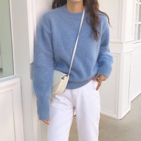 women's sweaters chic soft solid color woman knit round collar loose casual long sleeve women pullovers autumn winter clothes blue, White;black
women's sweaters chic soft solid color woman knit round collar loose casual long sleeve women pullovers autumn winter clothes blue, White;black
