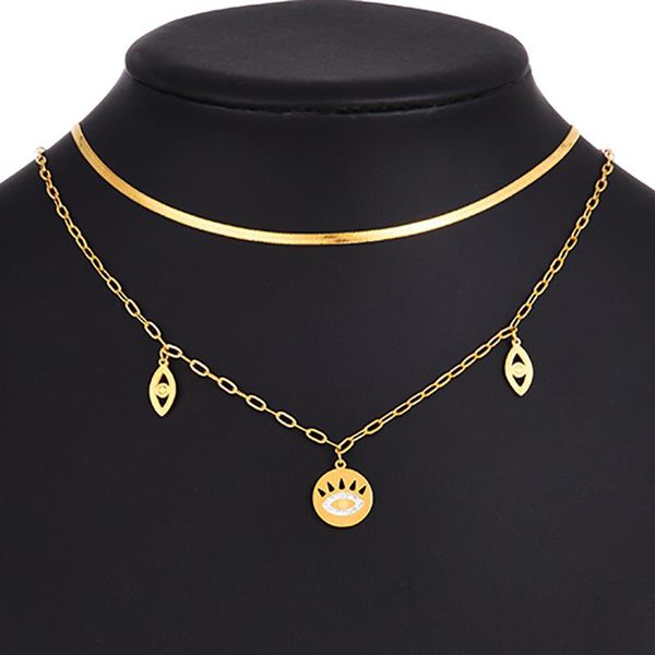 pendant necklaces zhini gold-color stainless steel multi-layer chain choker necklace boho gothic eye neckalce wedding jewelry gift, Silver
pendant necklaces zhini gold-color stainless steel multi-layer chain choker necklace boho gothic eye neckalce wedding jewelry gift, Silver